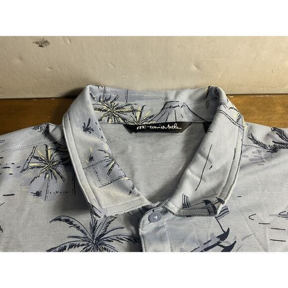 Travis Mathew Men's Hawaiian Print Polo Shirt Short Sleeve XXL Blue Pineapple - Picture 3 of 9